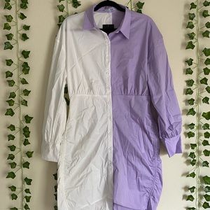 Fashion Nova Lavender and White Shirt Dress
